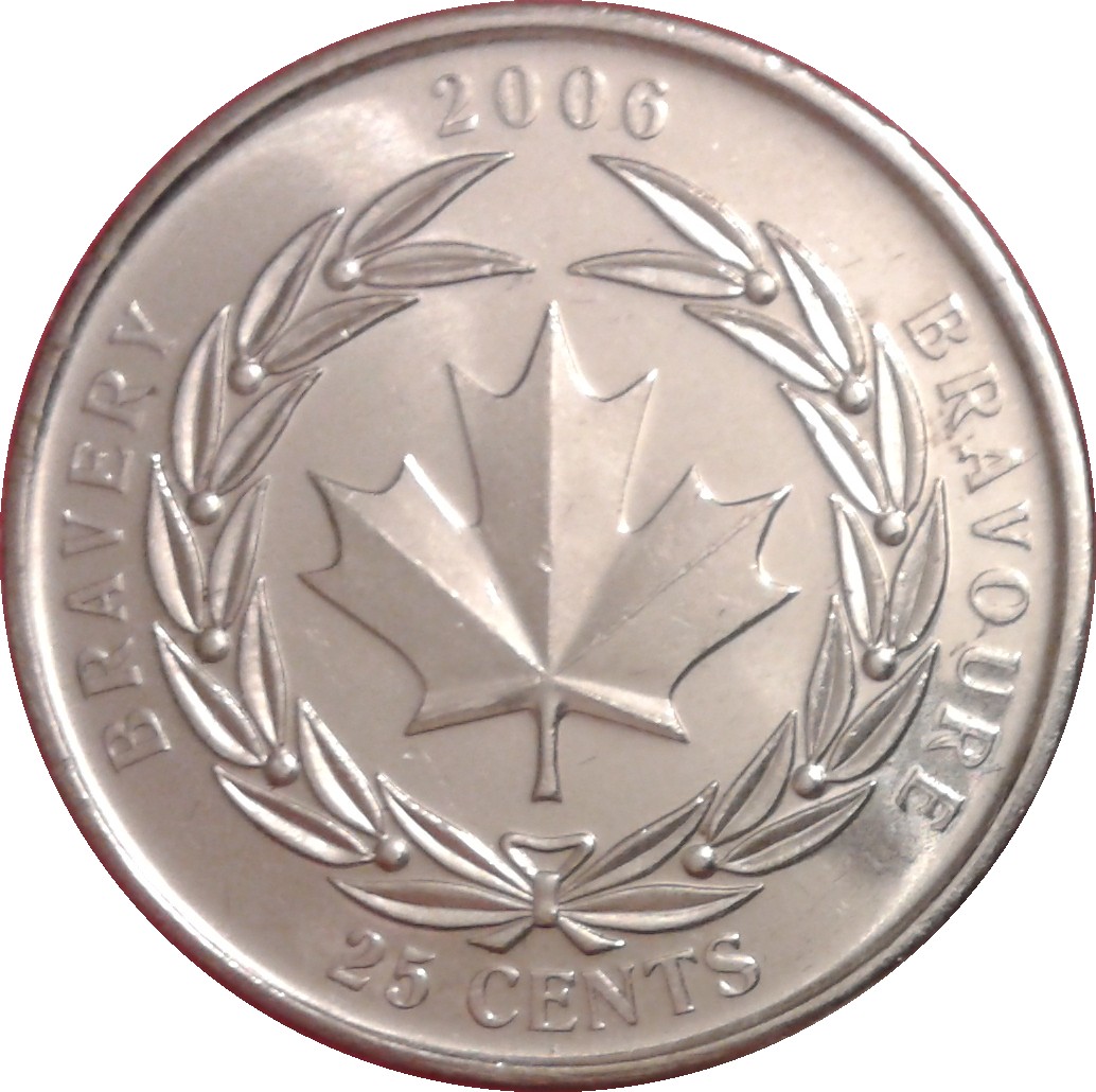 canada 25 cents 2006 bravery