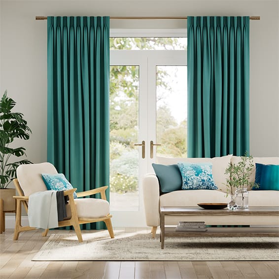 turquoise blue curtains