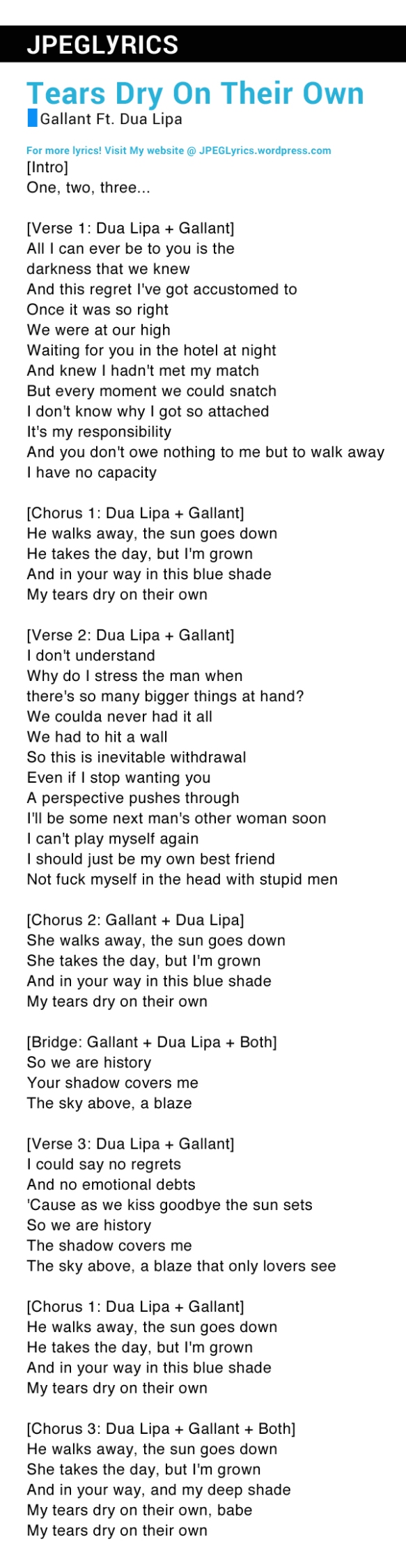 tears dry on their own lyrics