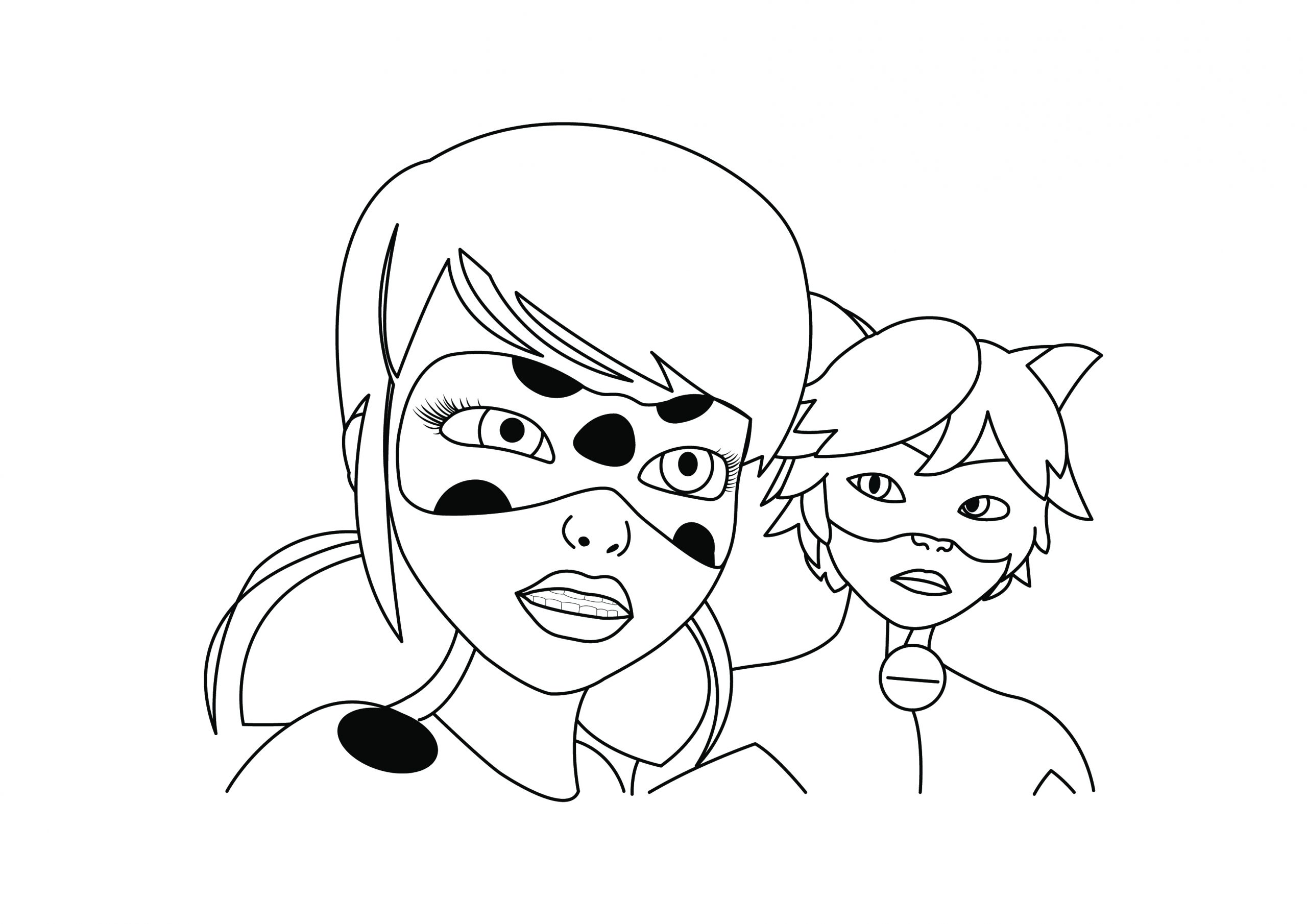 miraculous ladybug and cat noir colouring pages