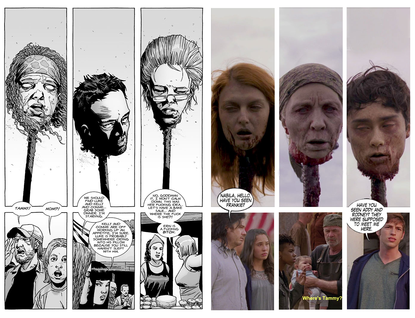 heads on sticks walking dead