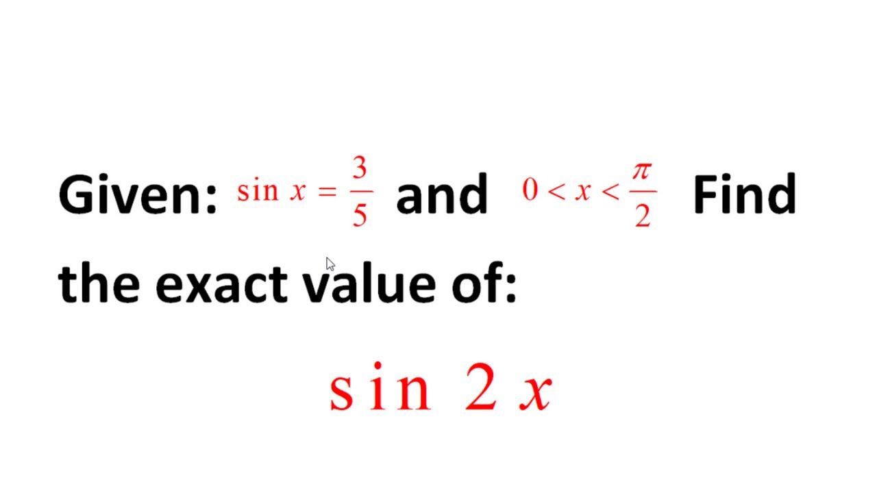 value of sin 2x