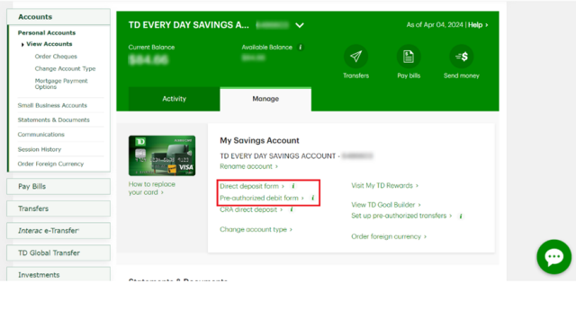 td online banking easyweb