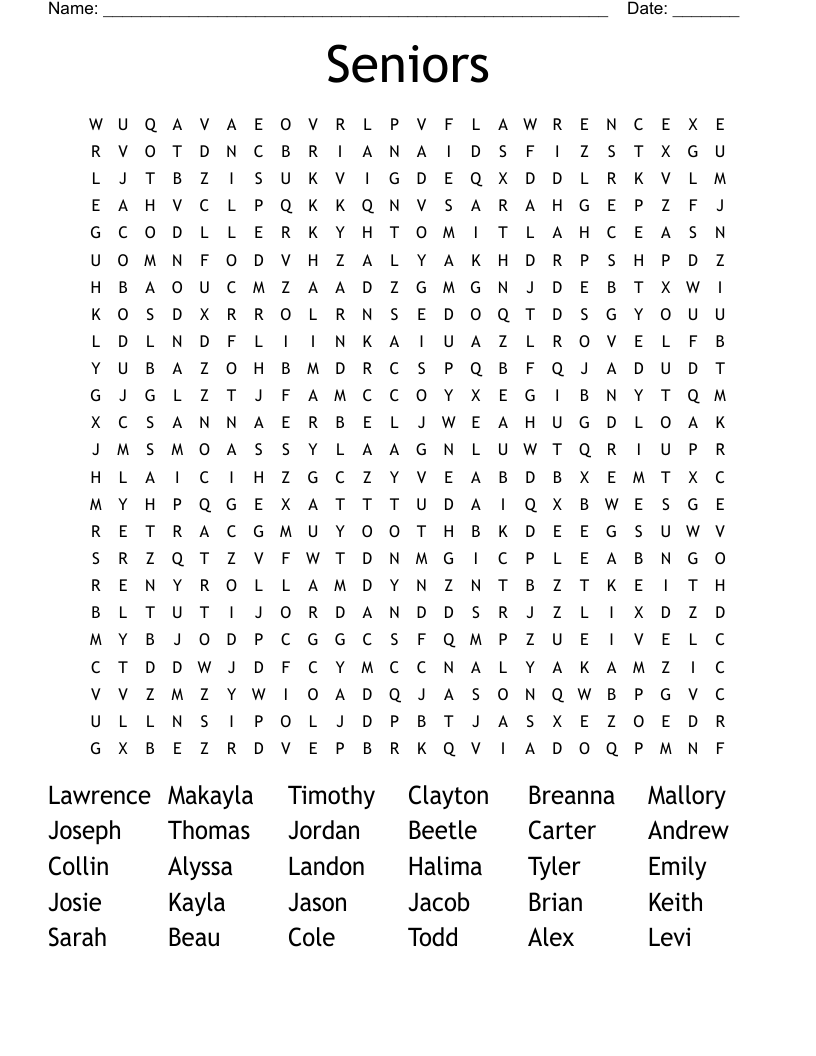 wordsearch seniors