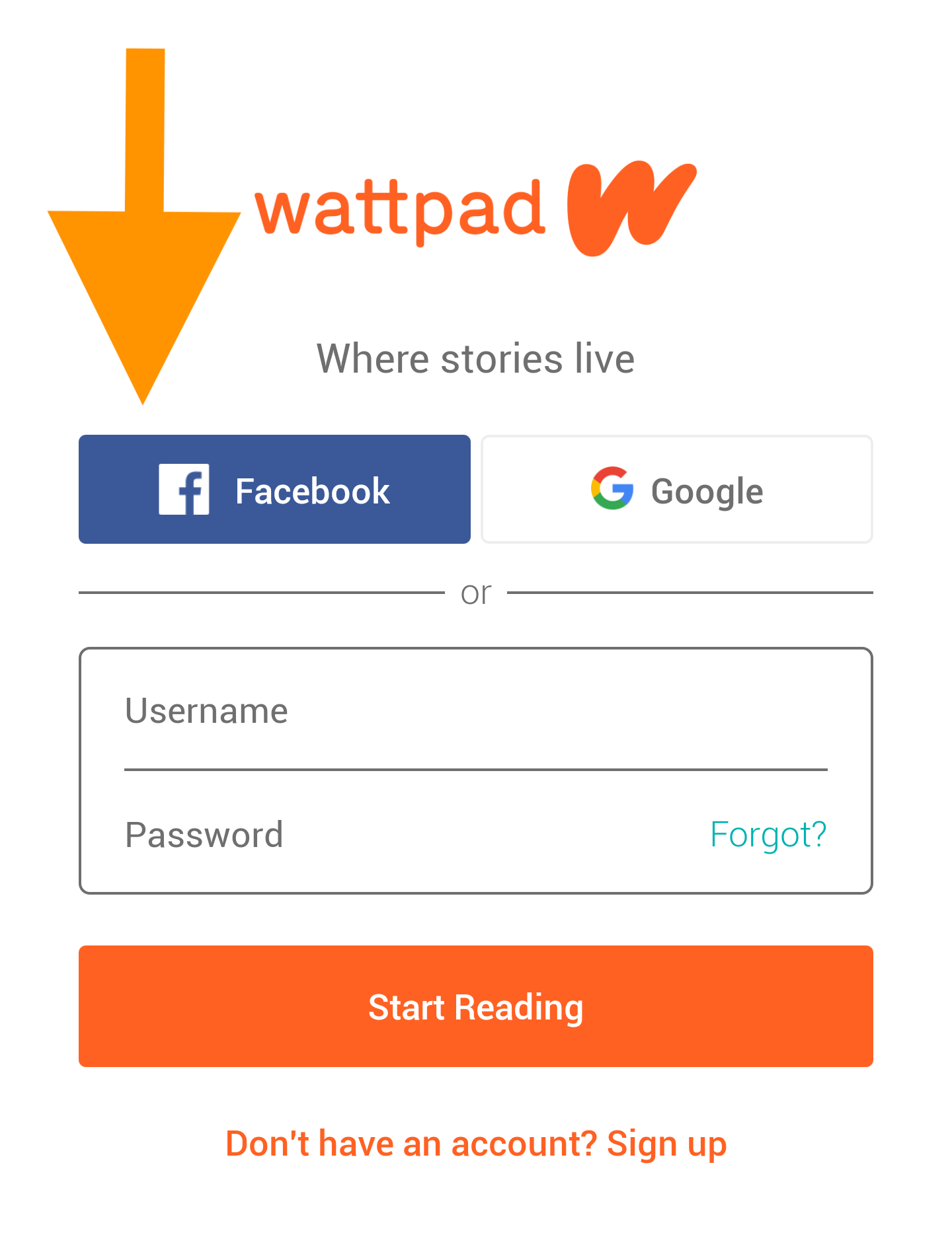 wattpad login