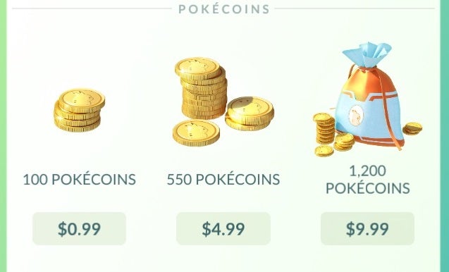 pokemon go purchase coins