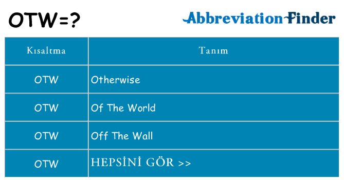 otw ne demek