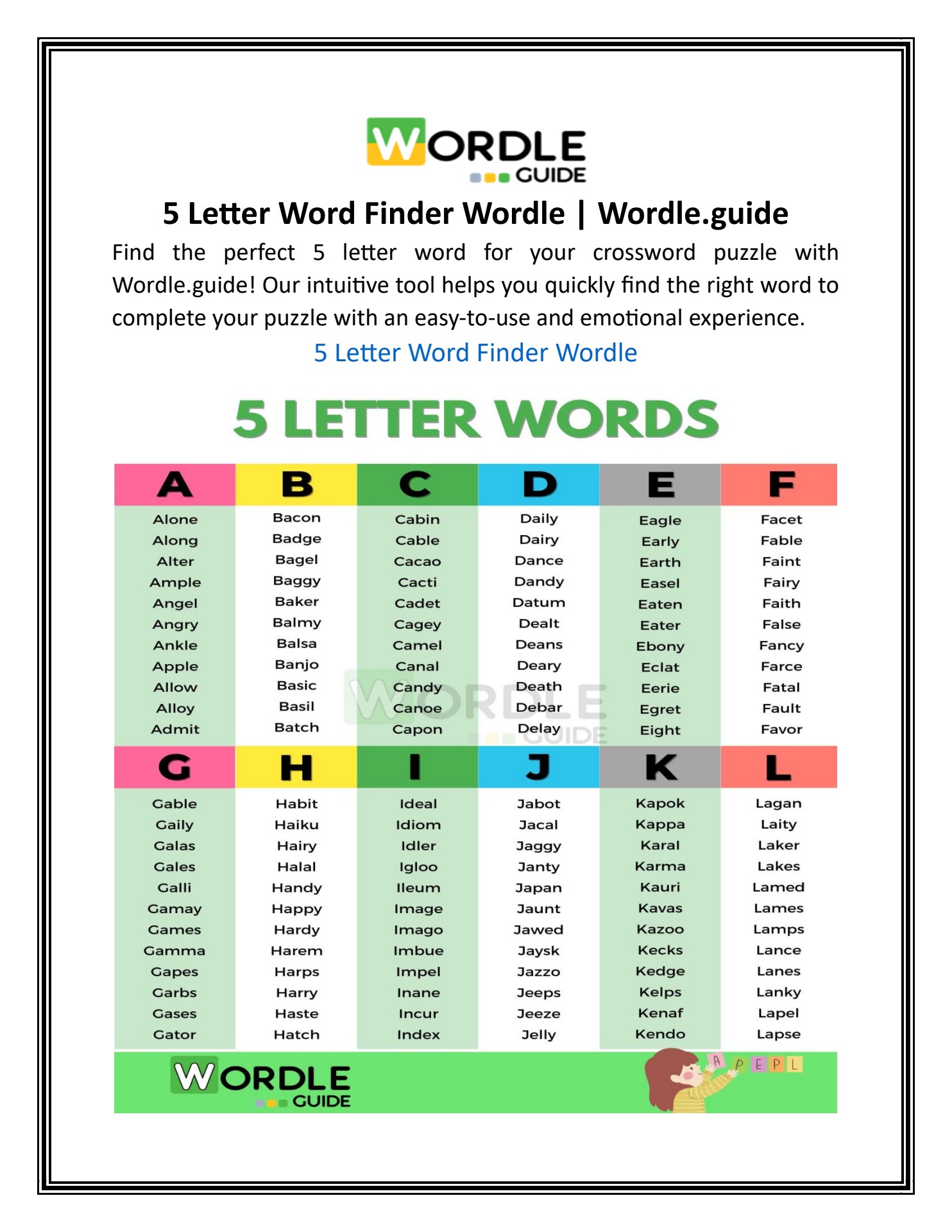 5 letter word finder for wordle