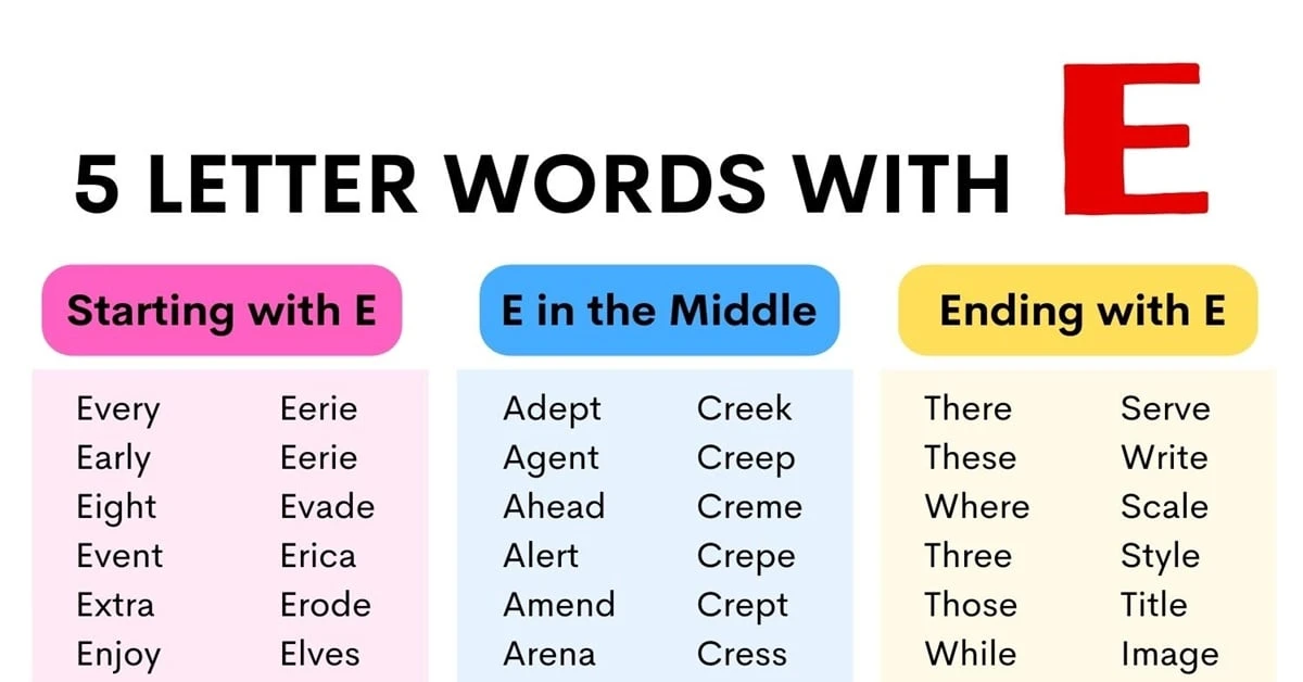 5 letter word starting with e ending in i