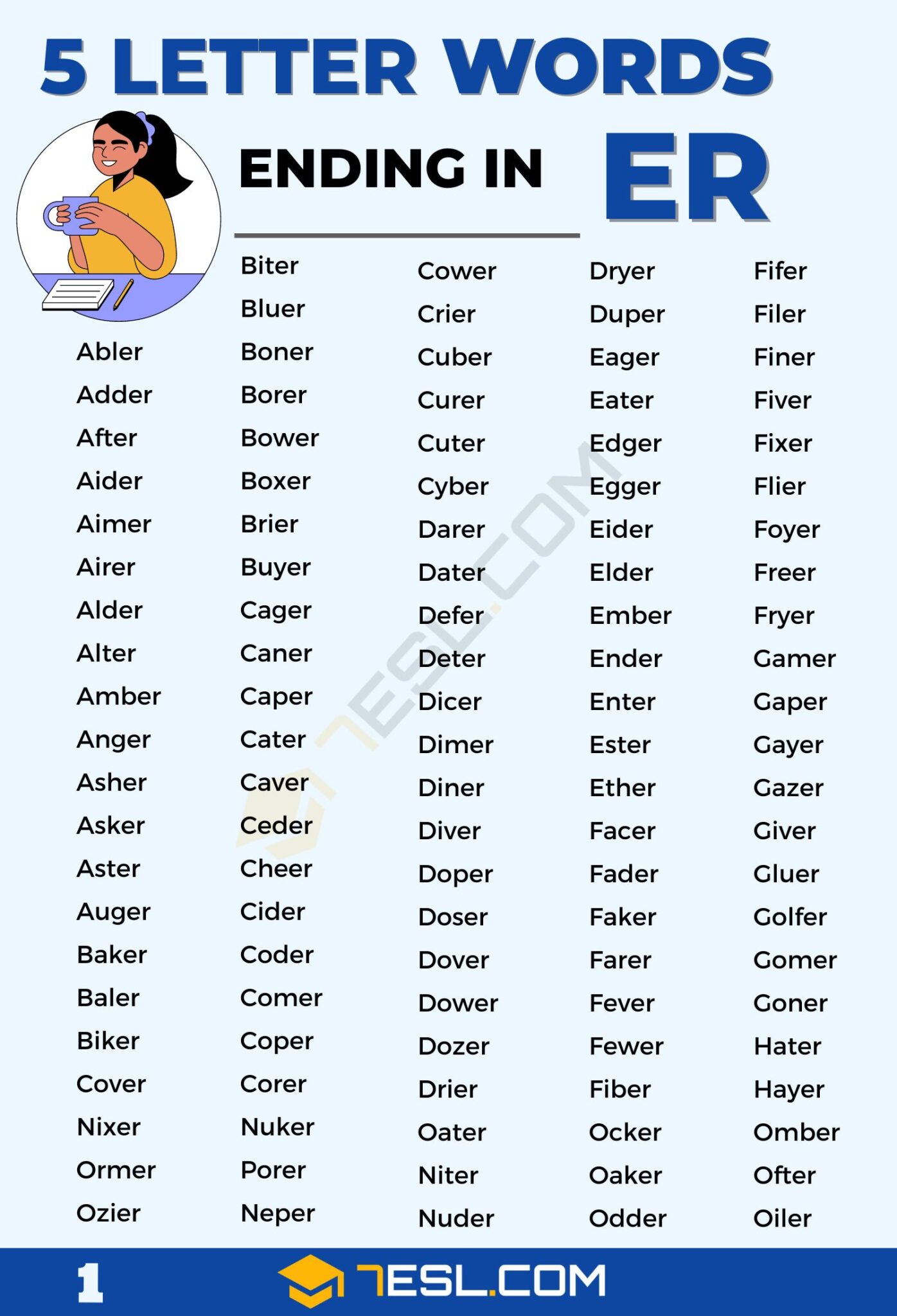 5 letter words ending in uer