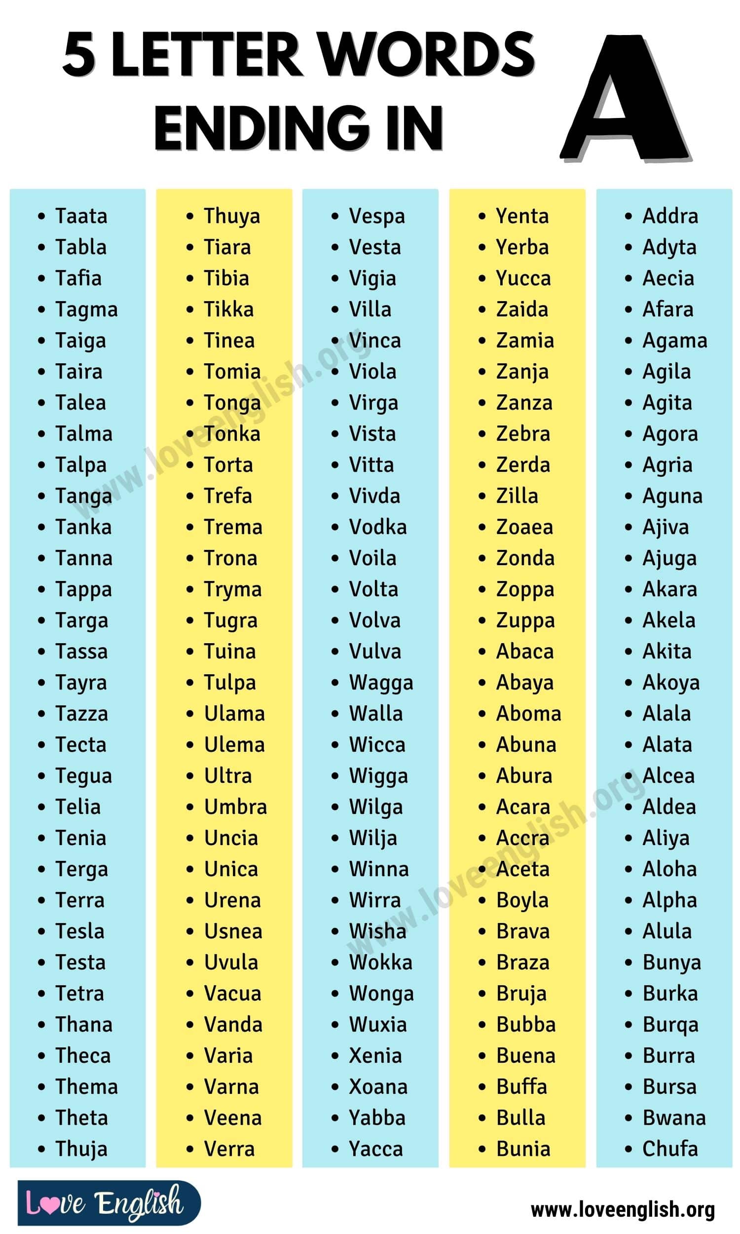 5 letter words ending with ia