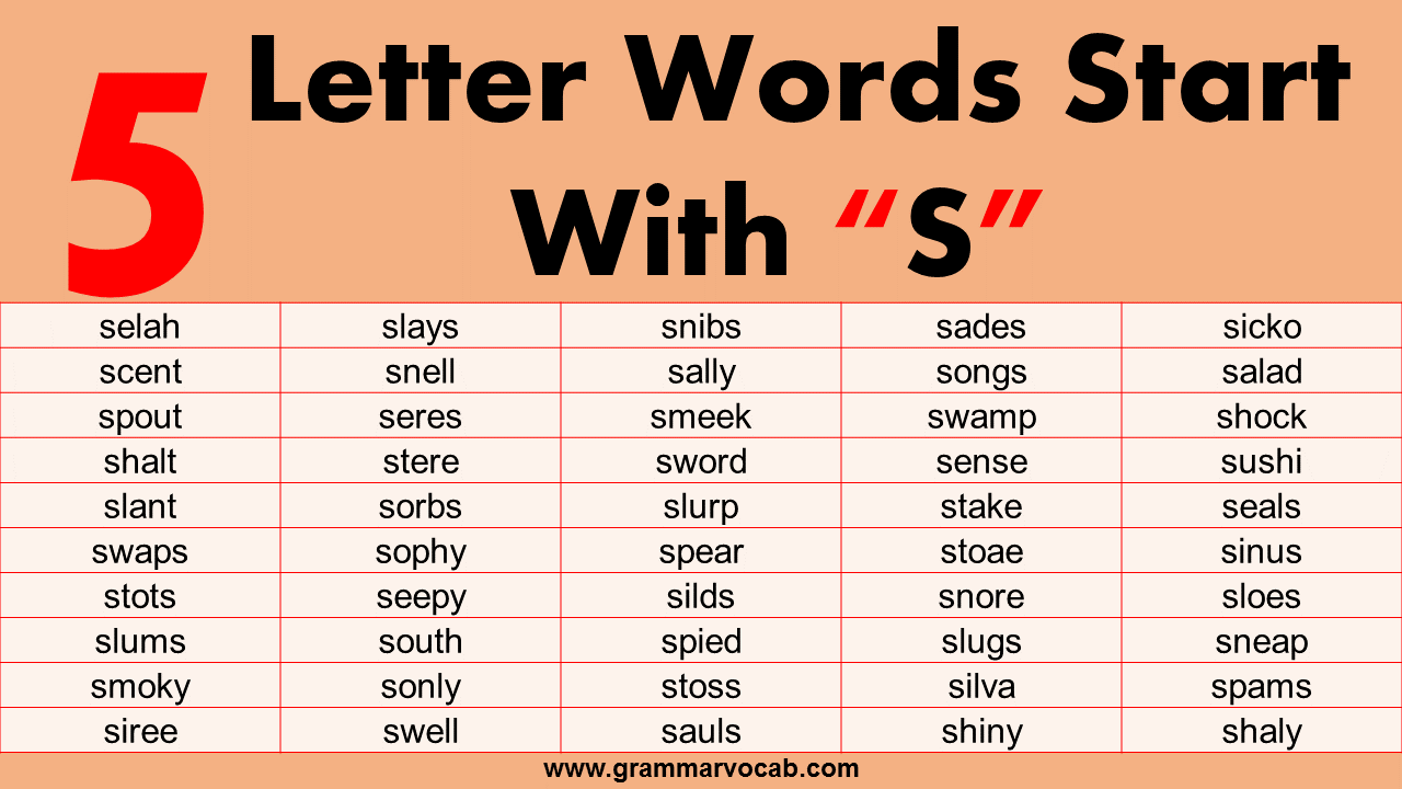 5 letter words starting s