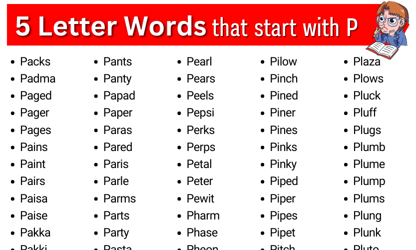 5 letter words that start with p u