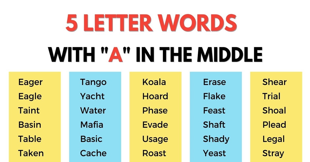 5 letter words with a in the middle