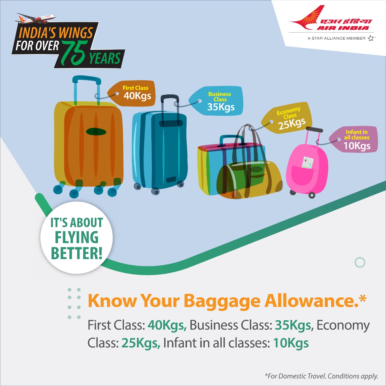 air india international flight baggage