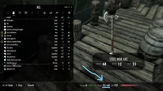 skyrim add carry weight