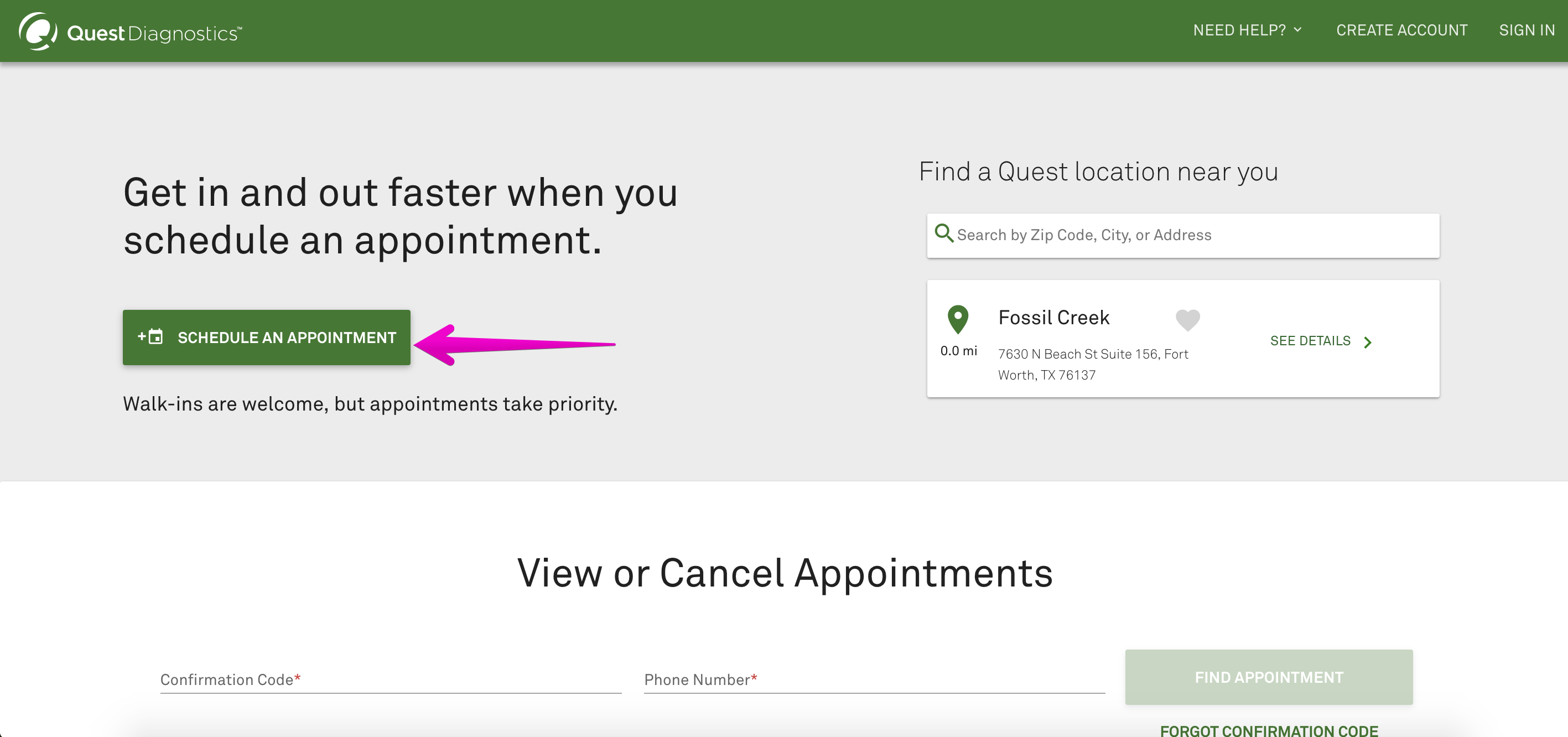 quest diagnostics schedule appointment