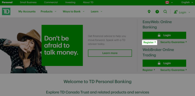 td bank of canada login