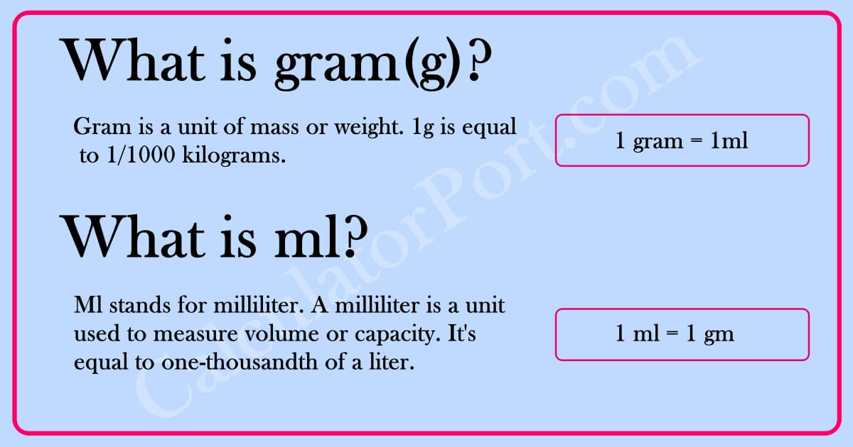 1 ml to grams