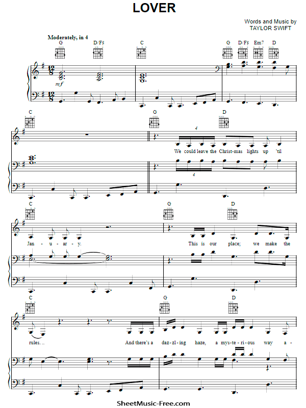 taylor swift piano sheet free