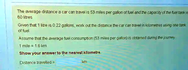 53 miles per gallon in litres