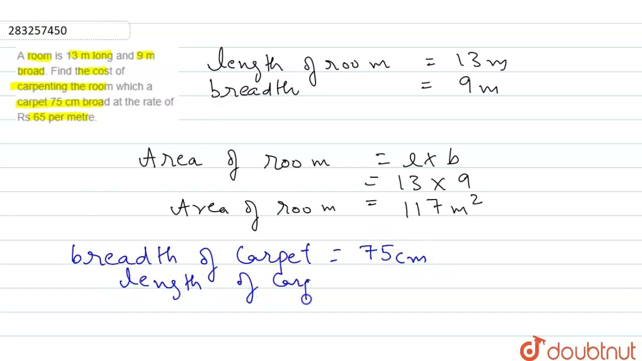 a room is 13m long and 9m broad