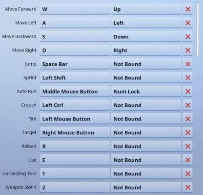 controls for pc fortnite