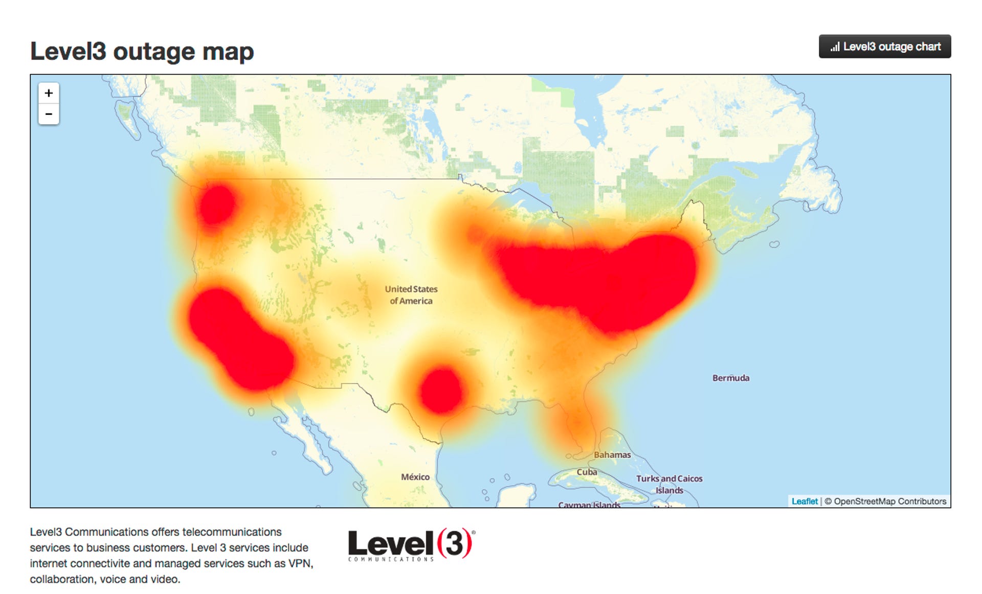 city wide internet outage map