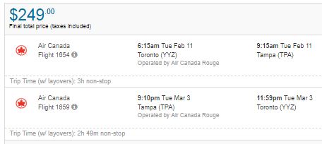 cheap toronto to tampa flights