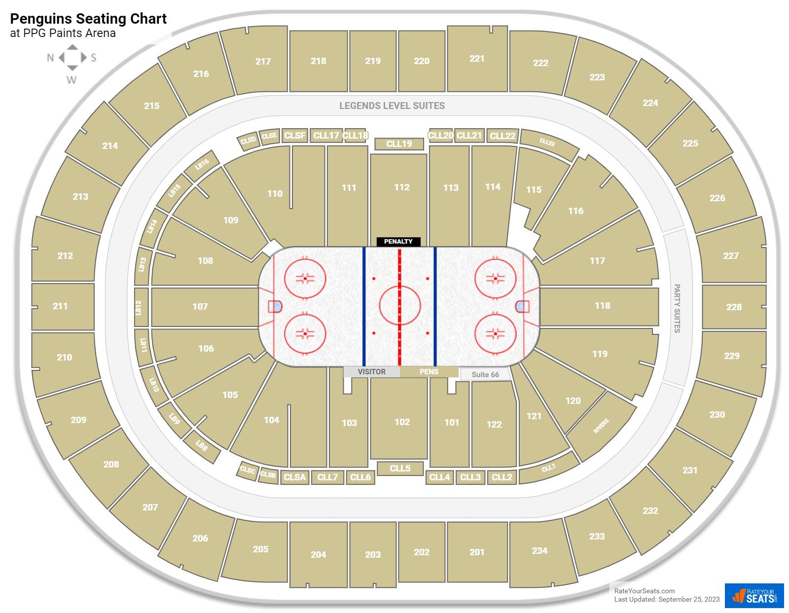 ppg paints arena seating chart