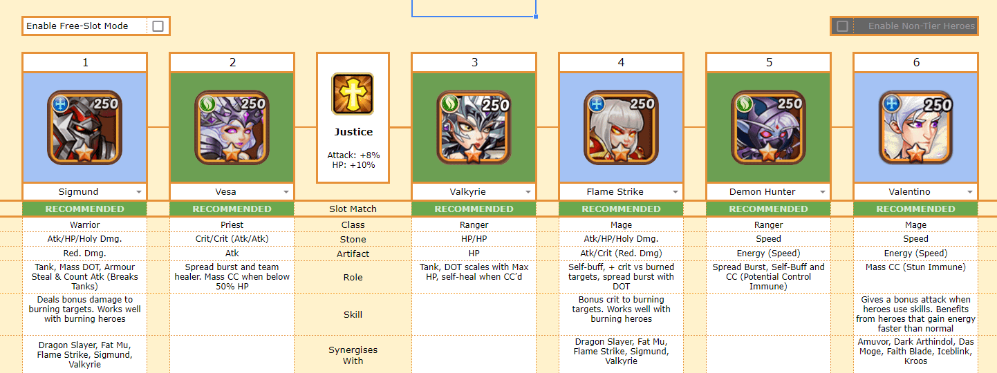 idle heroes team planner