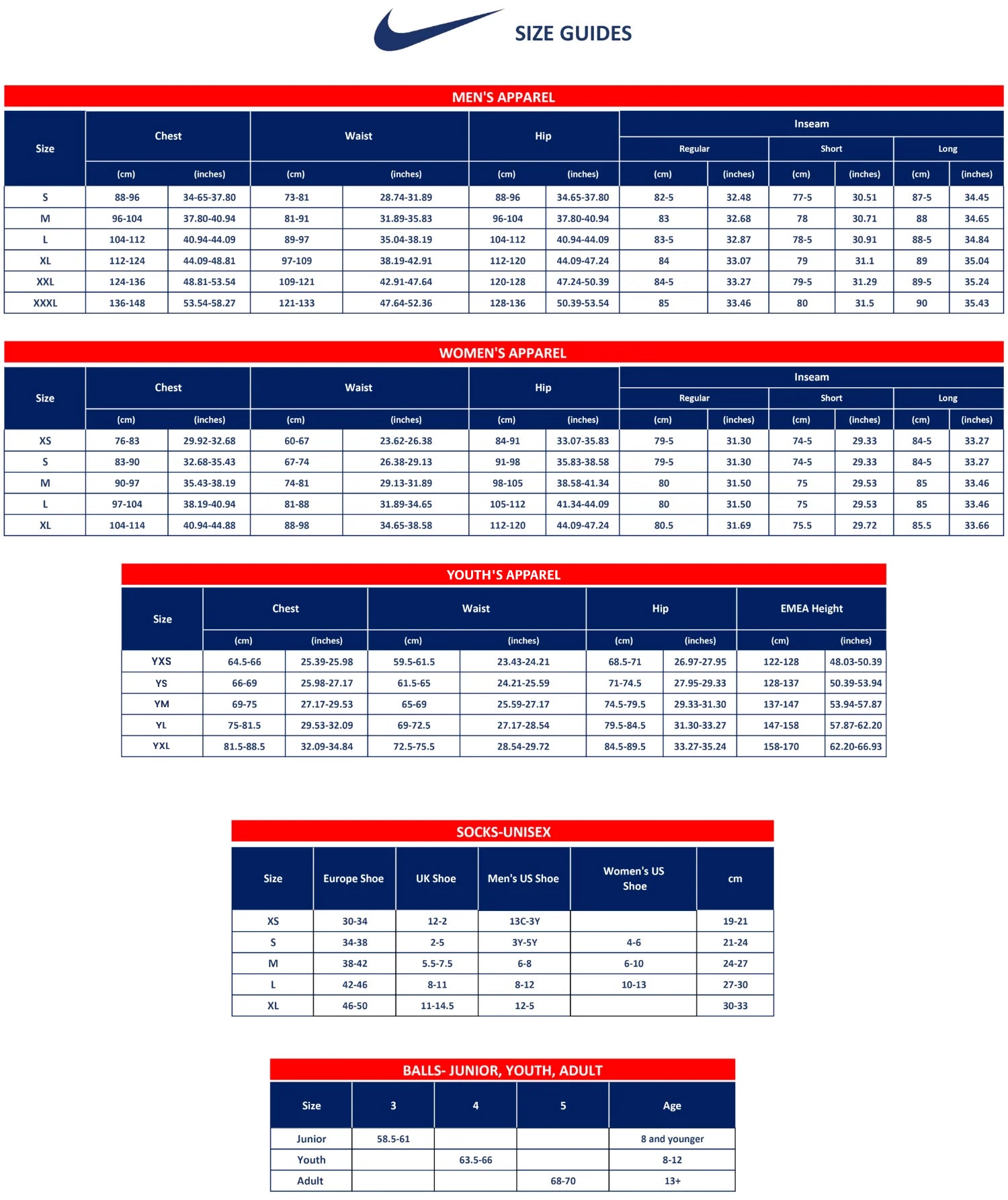 nike size guide