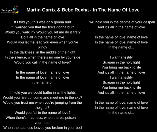 in the name of love lyrics