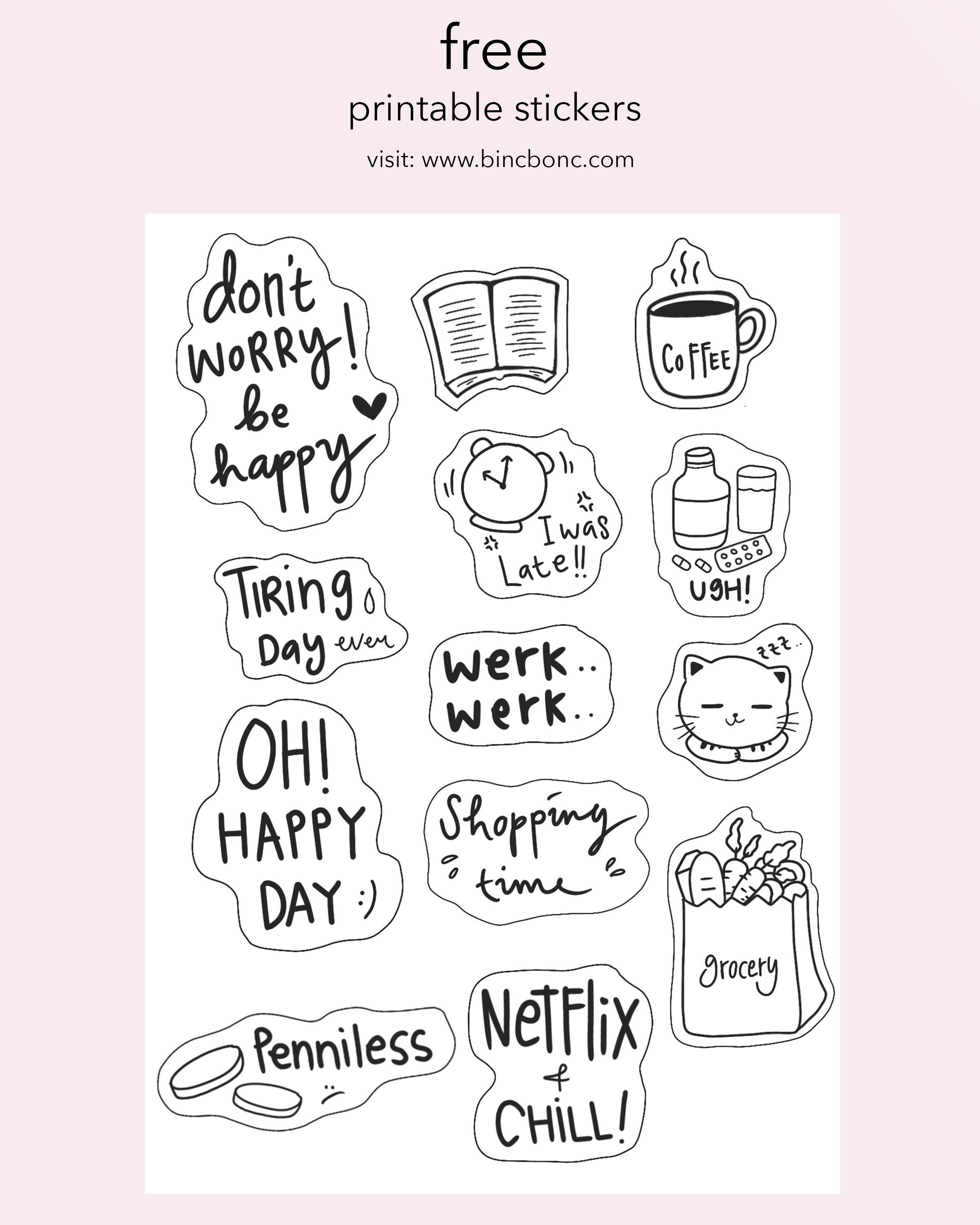 bullet journal stickers free printable black and white