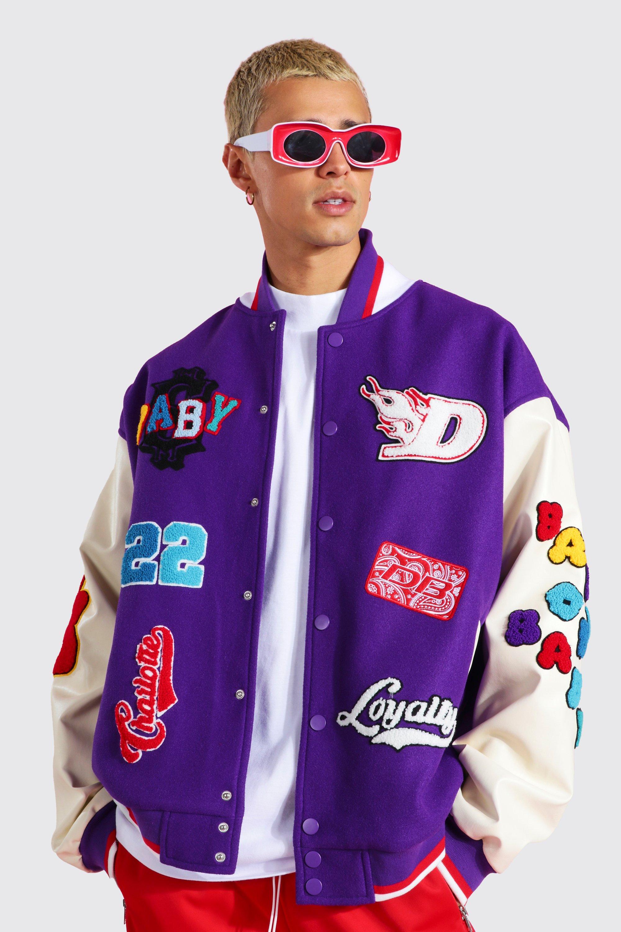 varsity jacket boohooman