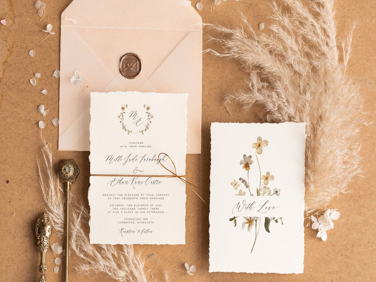 boho beach wedding invitations