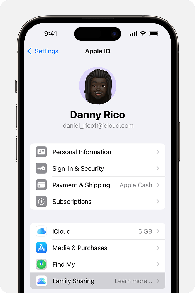 sharing apple id with family