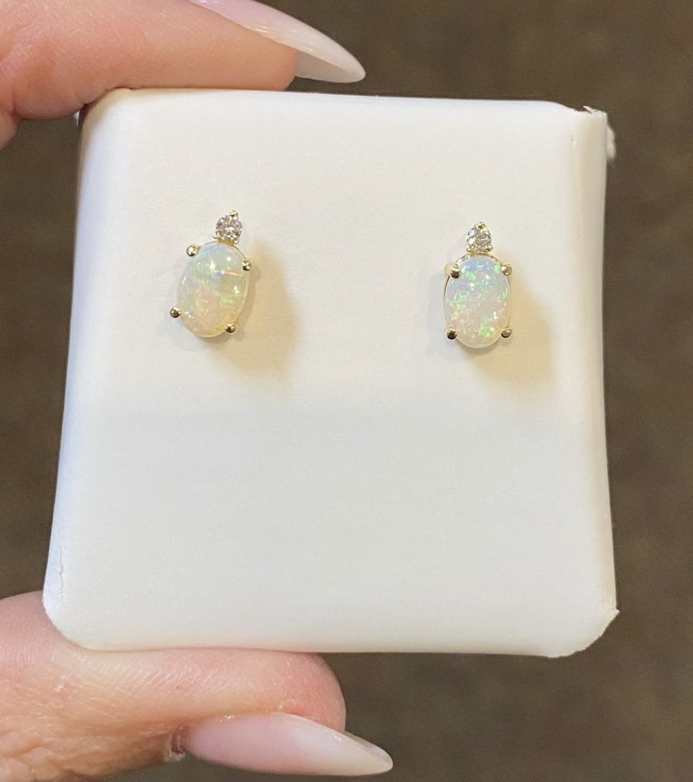 natural opal stud earrings