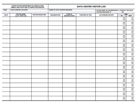 visitor log template word