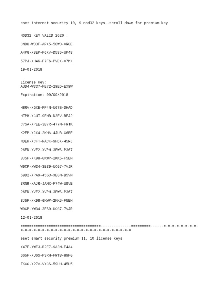 eset key serial