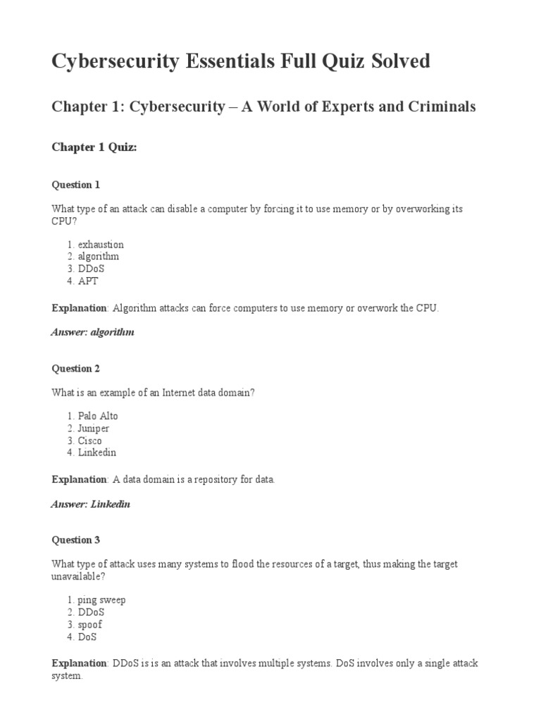 cyber security essentials final exam answers