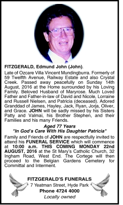 funeral notices townsville