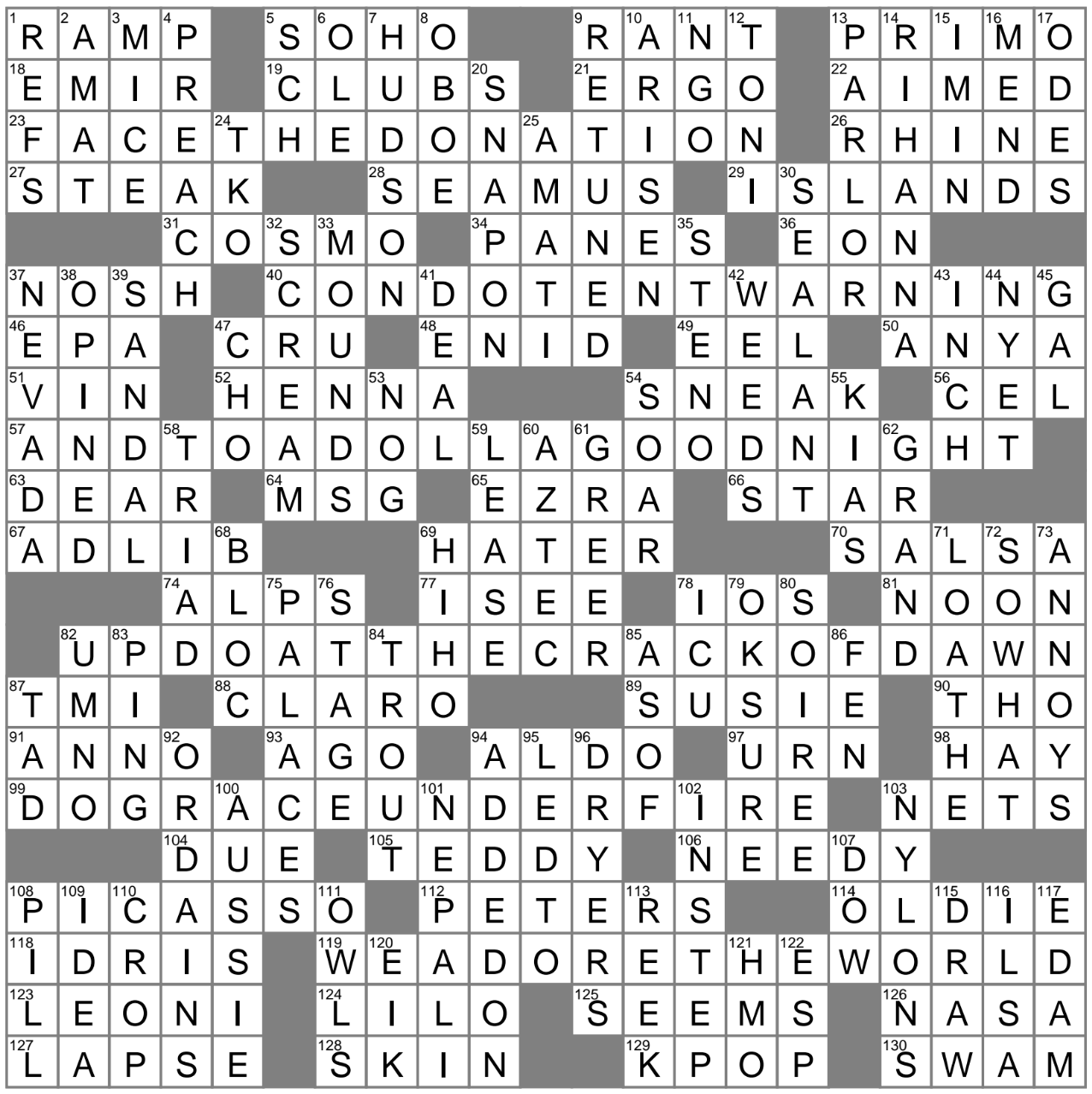 alumni crossword clue