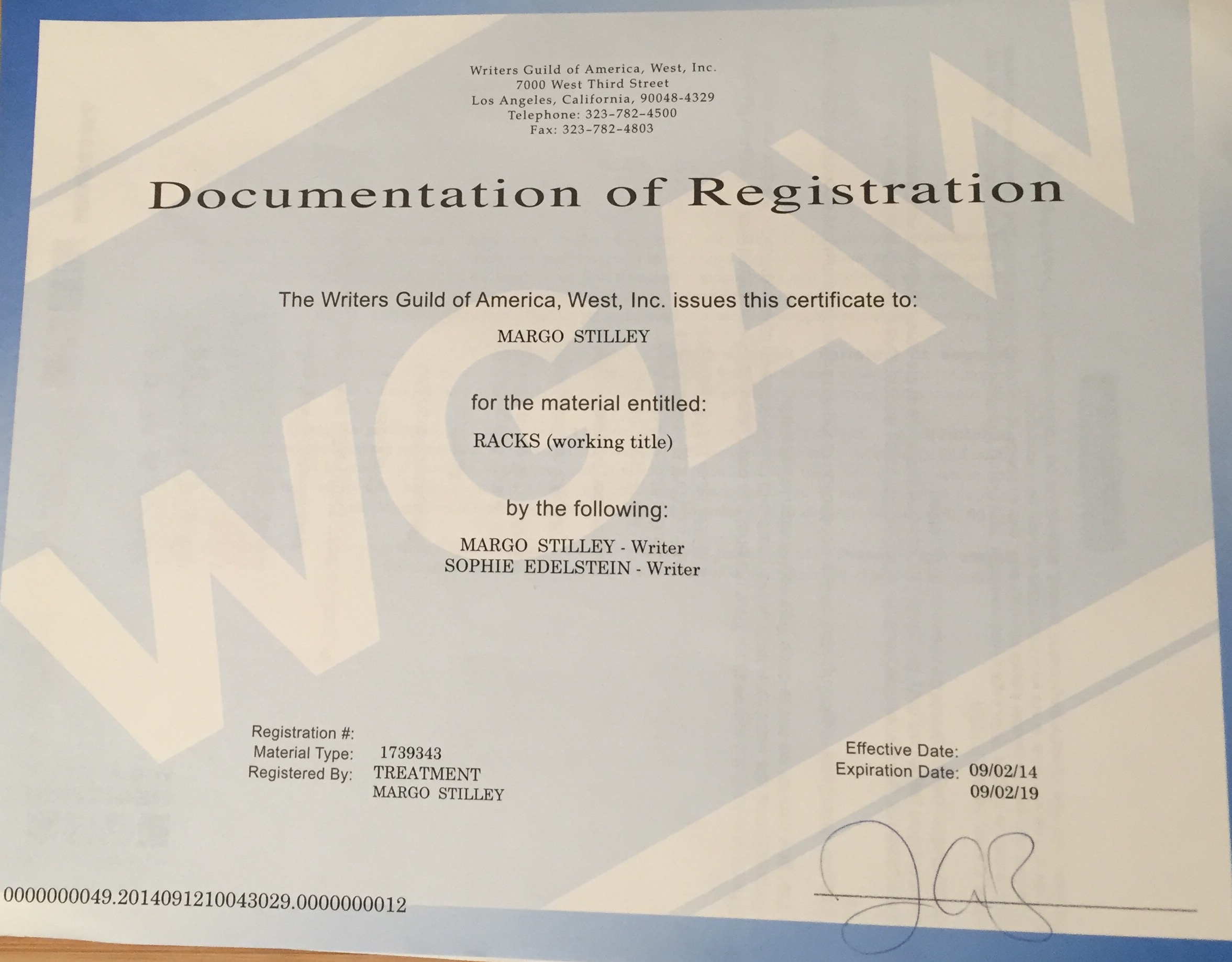 wga west registry