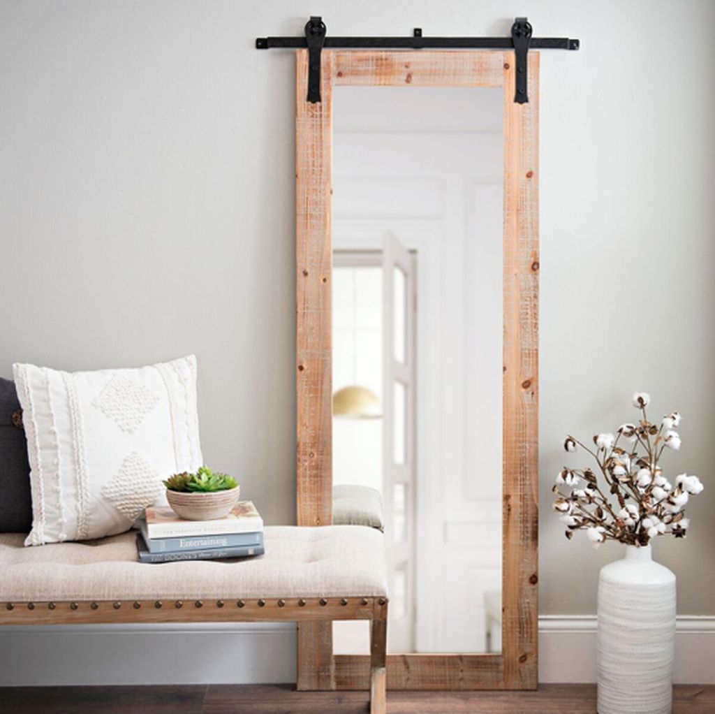 diy barn door with mirror