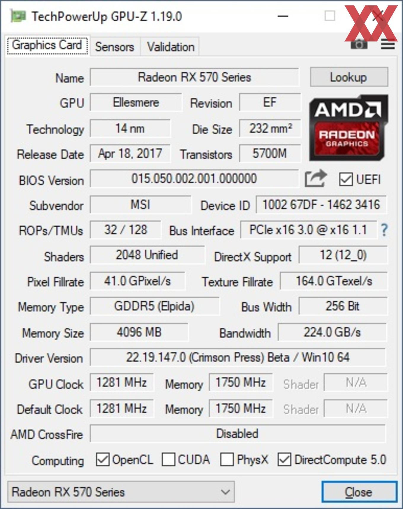 radeon rx 570 8gb сравнение