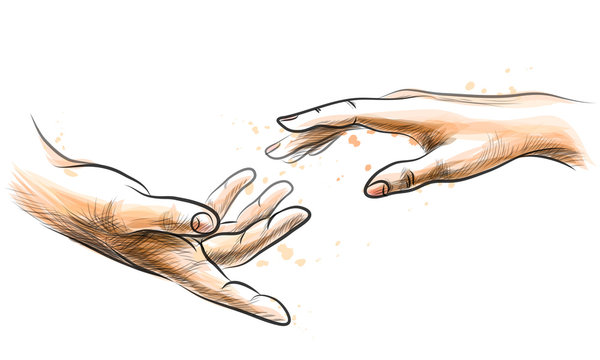 drawing of a hand reaching out