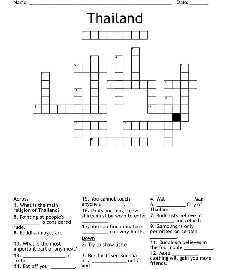 thailand crossword game