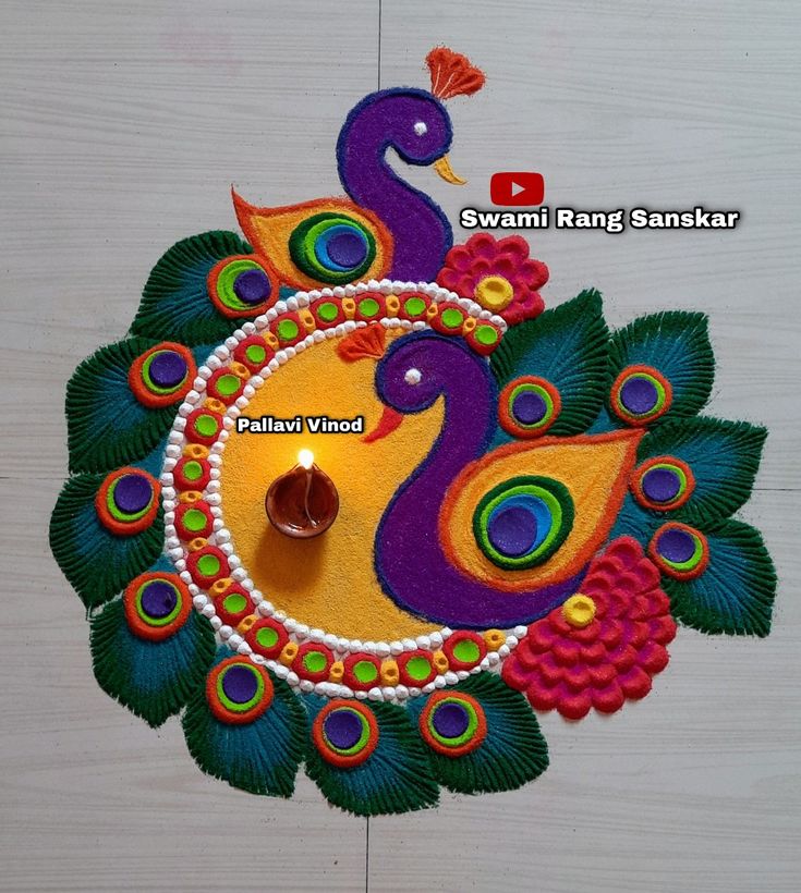 beautiful peacock rangoli designs for diwali