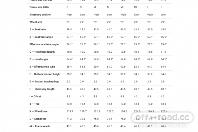 trek size chart